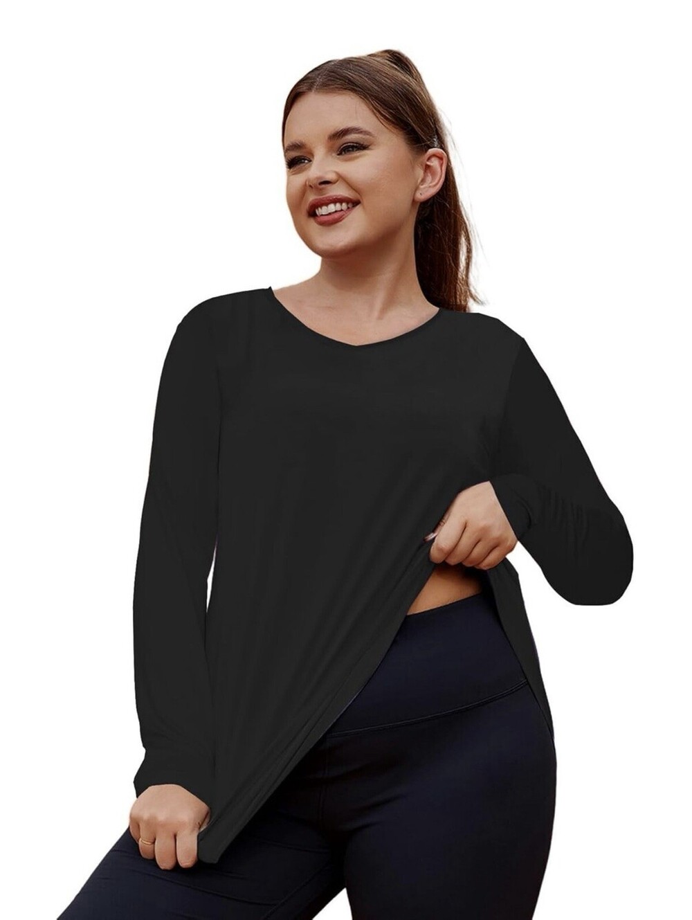 LALAGEN Women's UPF 50+ Sun Shirt XL Long Sleeve UV Protection Workout Black